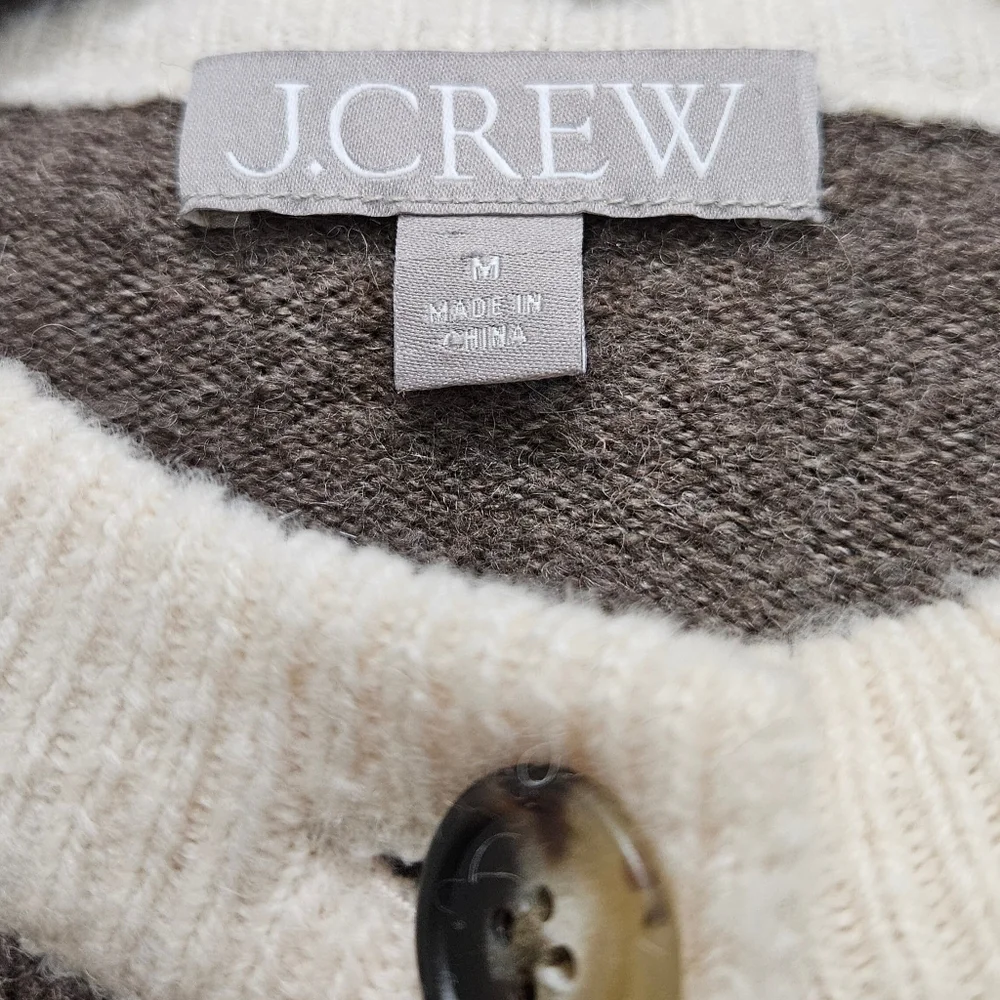 J Crew Merino Wool Alpaca Blend  Fair Isle Eclectic Grandpa Cardigan Sweater Med